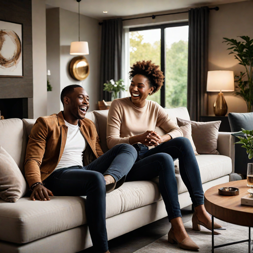 AI-Generated image of a couple in a modern house (Hotpot.ai)