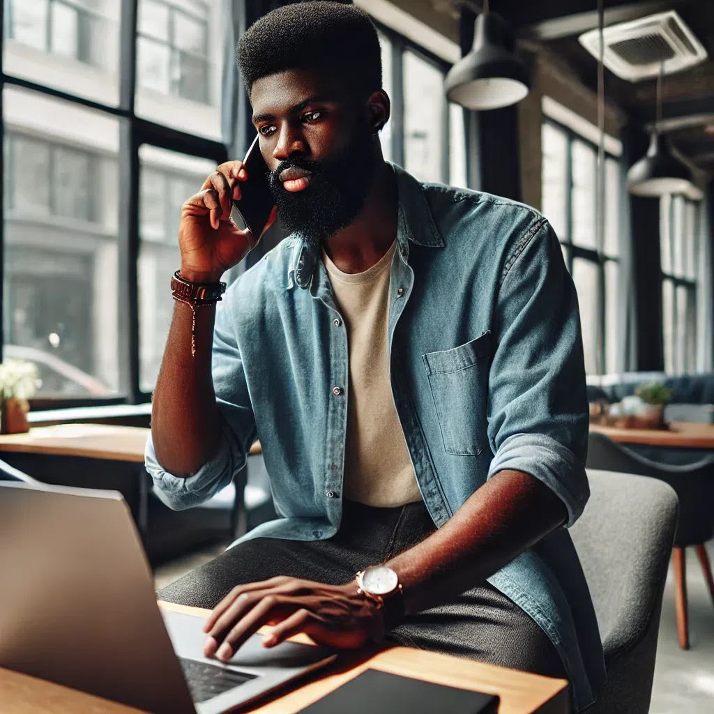 A man in an office working