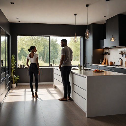 AI-Generated image of a couple in a modern house (Hotpot.ai)