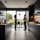AI-Generated image of a couple in a modern house (Hotpot.ai)