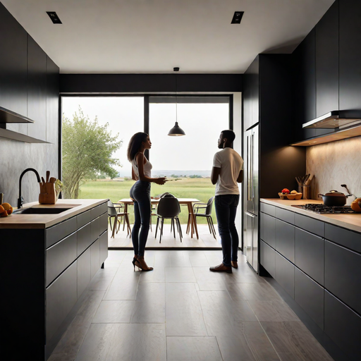 AI-Generated image of a couple in a modern house (Hotpot.ai)