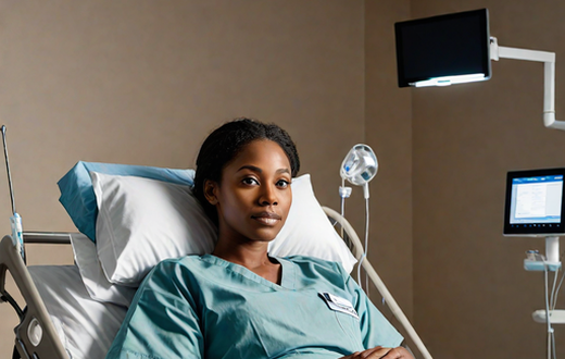A patient in a hospital bed