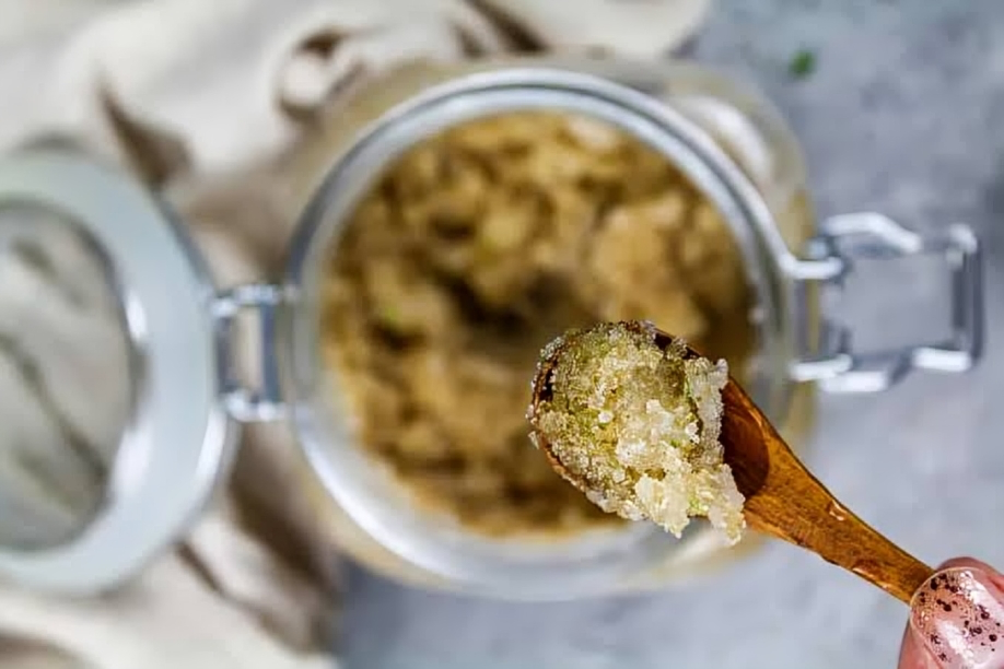 Sugar and olive oil scrub
