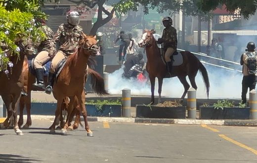 Police officers patrol Nairobi CBD amid protests against abductions