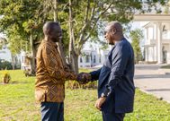 President William Ruto with Ghana's President-Elect John Mahama in Kilgoris, Narok County on December 29, 2024