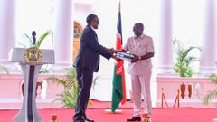 President William Ruto with former Chief Justice David Maraga at State House, Nairobi on November 16, 2023