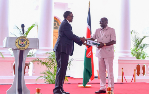 President William Ruto with former Chief Justice David Maraga at State House, Nairobi on November 16, 2023