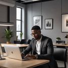AI-generated image of a man in an office