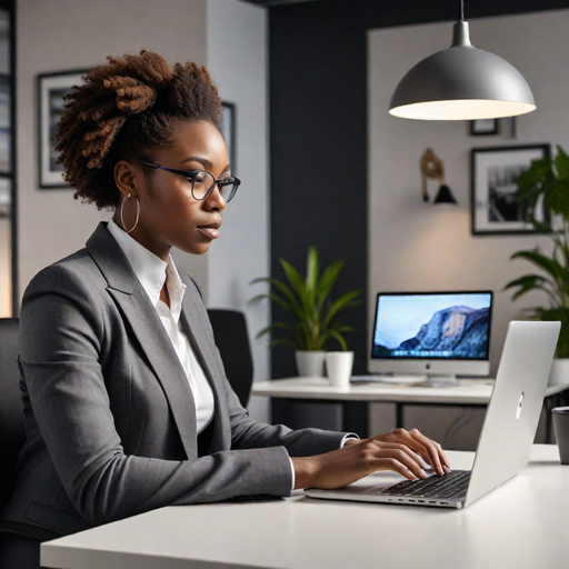 AI-generated image of a woman in an office