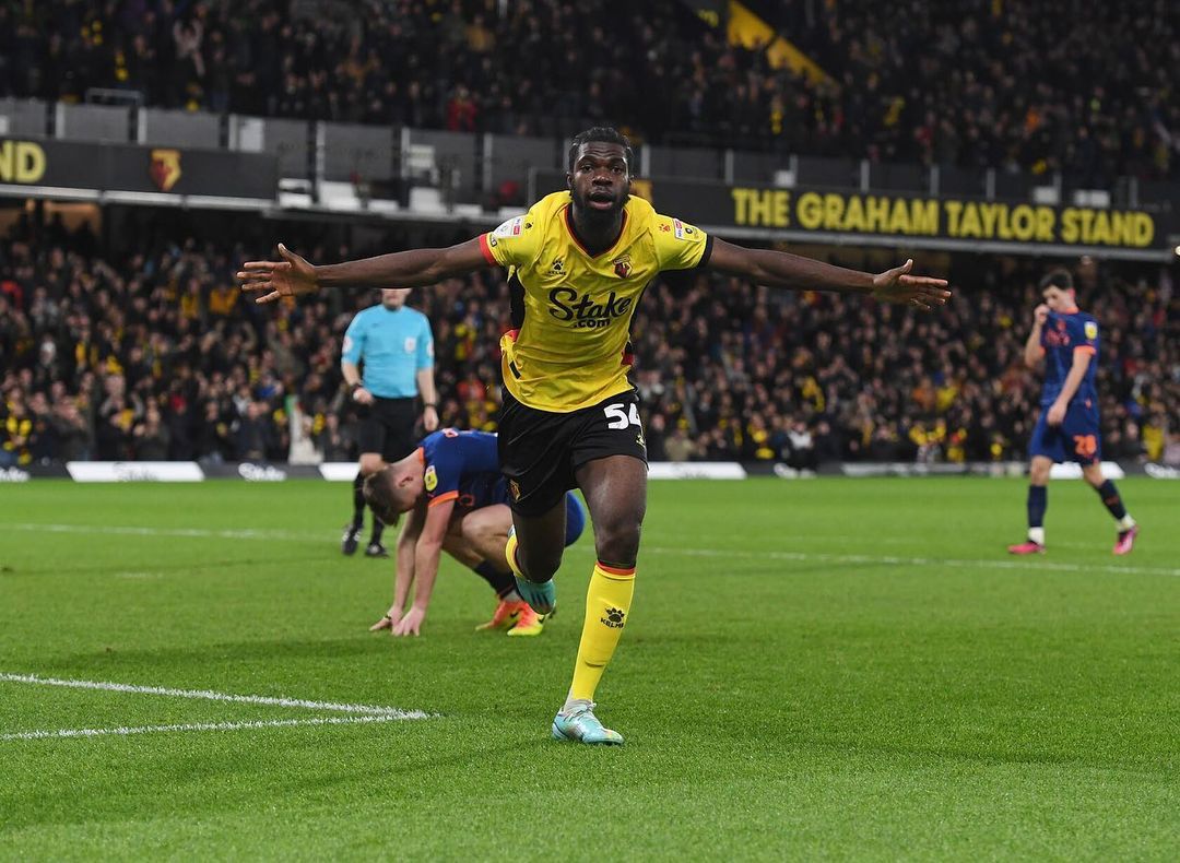 Tobi Adeyemo celebrates debut goal for Watford - Pulse Sports Nigeria