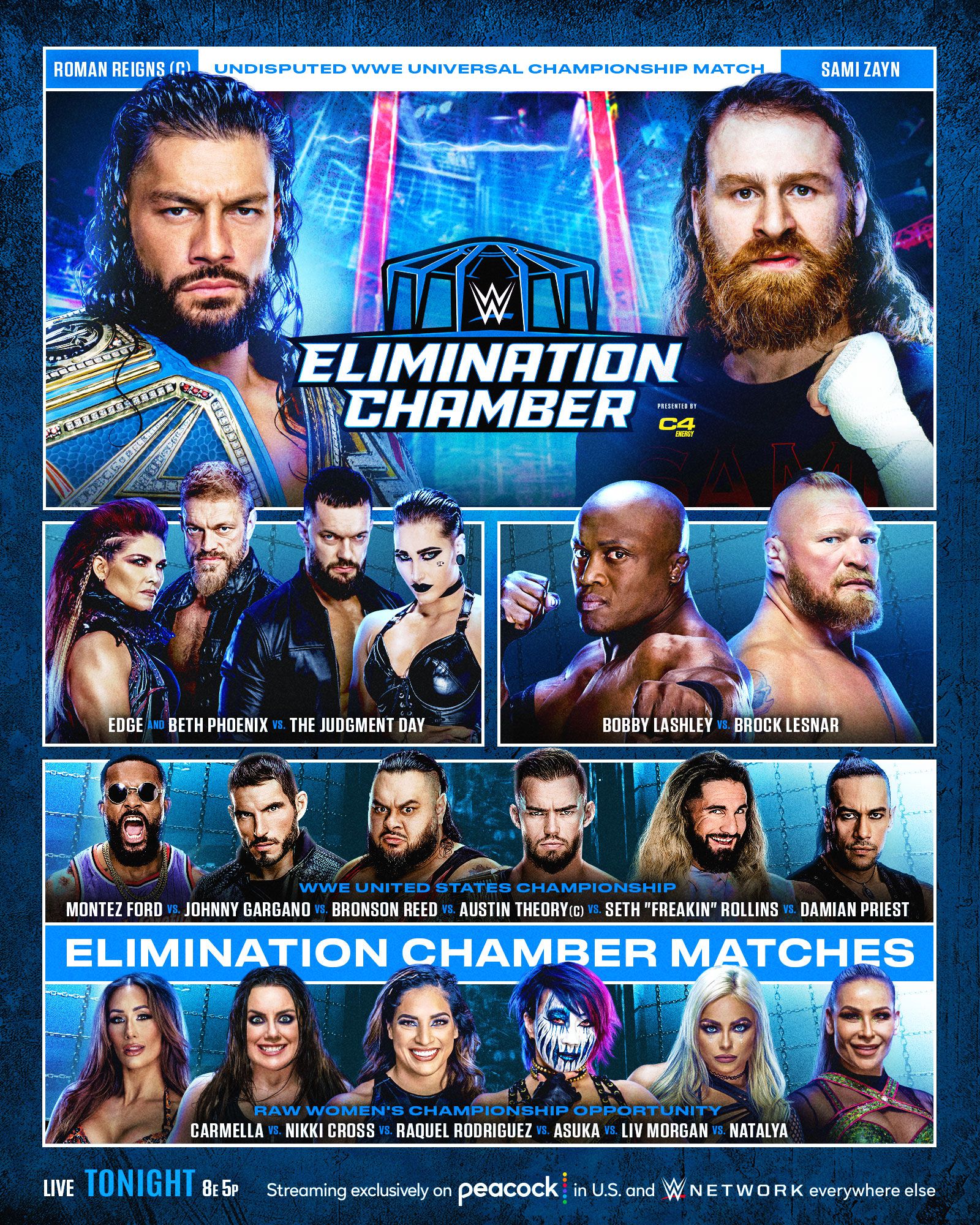 WWE Elimination Chamber Roman Reigns defeats Sami Zayn to remain