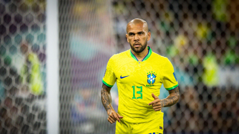 Dani Alves in action for Brazil