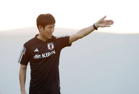 Hajime Moriyasu in Japan's training session