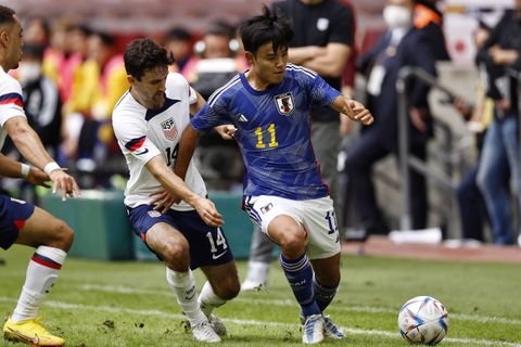 Takefusa Kubo playing for Japan against the USA