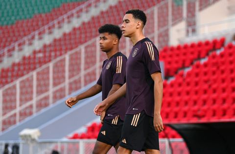 Karim Adeyemi and Jamal Musiala training with Germany