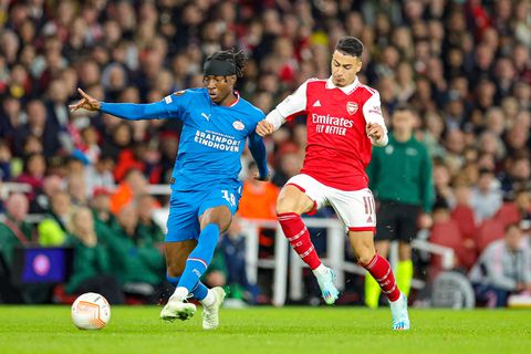 Arsenal v PSV Eindhoven Europa League 20/10/2022. Group A Noni Madueke (10) of PSV Eindhoven during the Europa League match between Arsenal and PSV Eindhoven at the Emirates Stadium