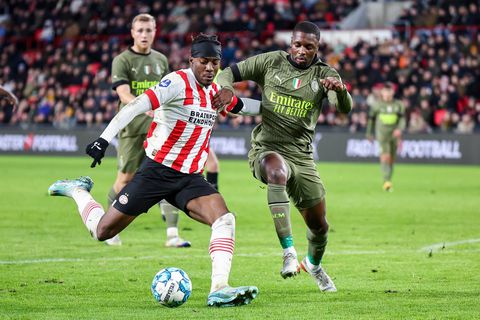 EINDHOVEN, 30-12-2022, Philips Stadium, season 2022 / 2023 friendly match,PSV player Noni Madueke in action during the match PSV - Milan (friendly) PSV - Milan (friendly)